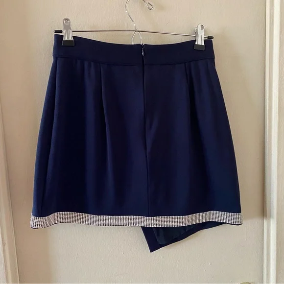 ST Navy Navy Blue Mini Skirt with Rhinestone Trim - Picture 2 of 5